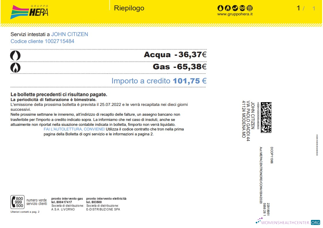 download download Italy Gruppo Hera utility bill, Word and PDF template PDF template PDF template